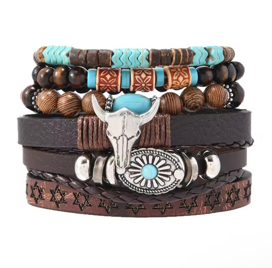 6 Pc Bracelets with Turquoise